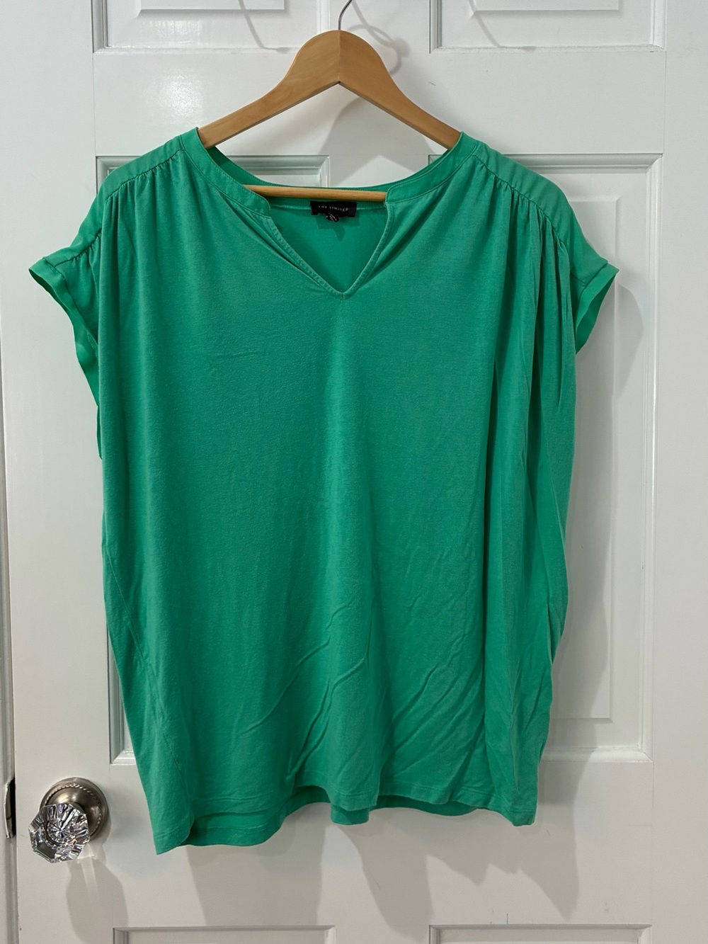 The Limited Green V-Neck Short Sleeve Top, XL